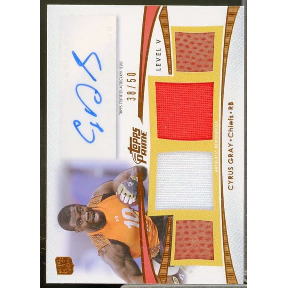 Cyrus Gray Rookie 2012 Topps Prime Autographed Relics Level 5 Copper #PVCGR