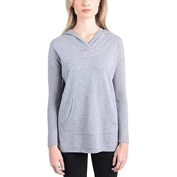 Cyrus Ladies' Drop Shoulder Ribbed Hem Pullover Hoodie (L, Denim)