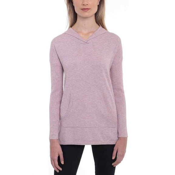 Cyrus Ladies' Drop Shoulder Ribbed Hem Pullover Hoodie, Orchid Heather, Medium