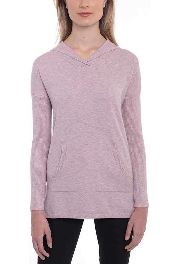 Ladies' Drop Shoulder Ribbed Hem Pullover Hoodie, Orchid Heather, Medium
