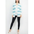 thumbnail image 1 of Cyrus Open Front Long Sleeve Stripe Pattern Knit Jacket-BLUE WHITE / L, 1 of 25