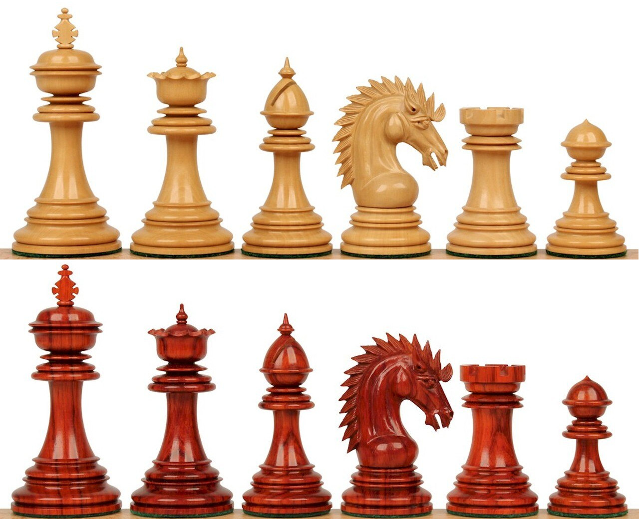 Cyrus Staunton Chess Set with Padauk & Boxwood Pieces - 4.4" King