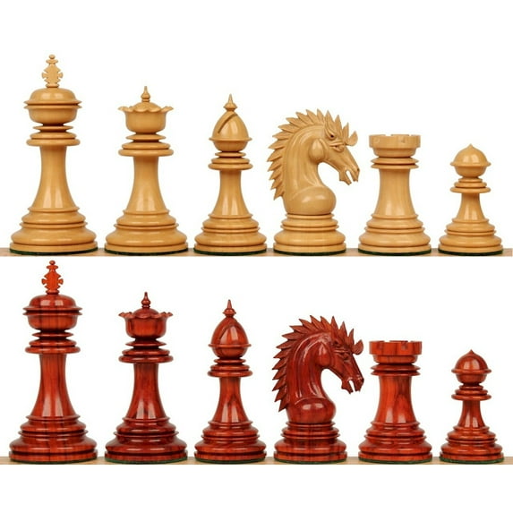 Cyrus Staunton Chess Set with Padauk & Boxwood Pieces - 4.4" King