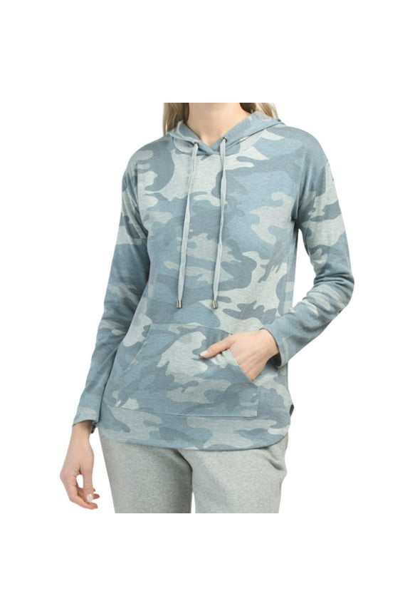Women's French Terry Camo Print Pullover Sweatshirt Casual Hoodie