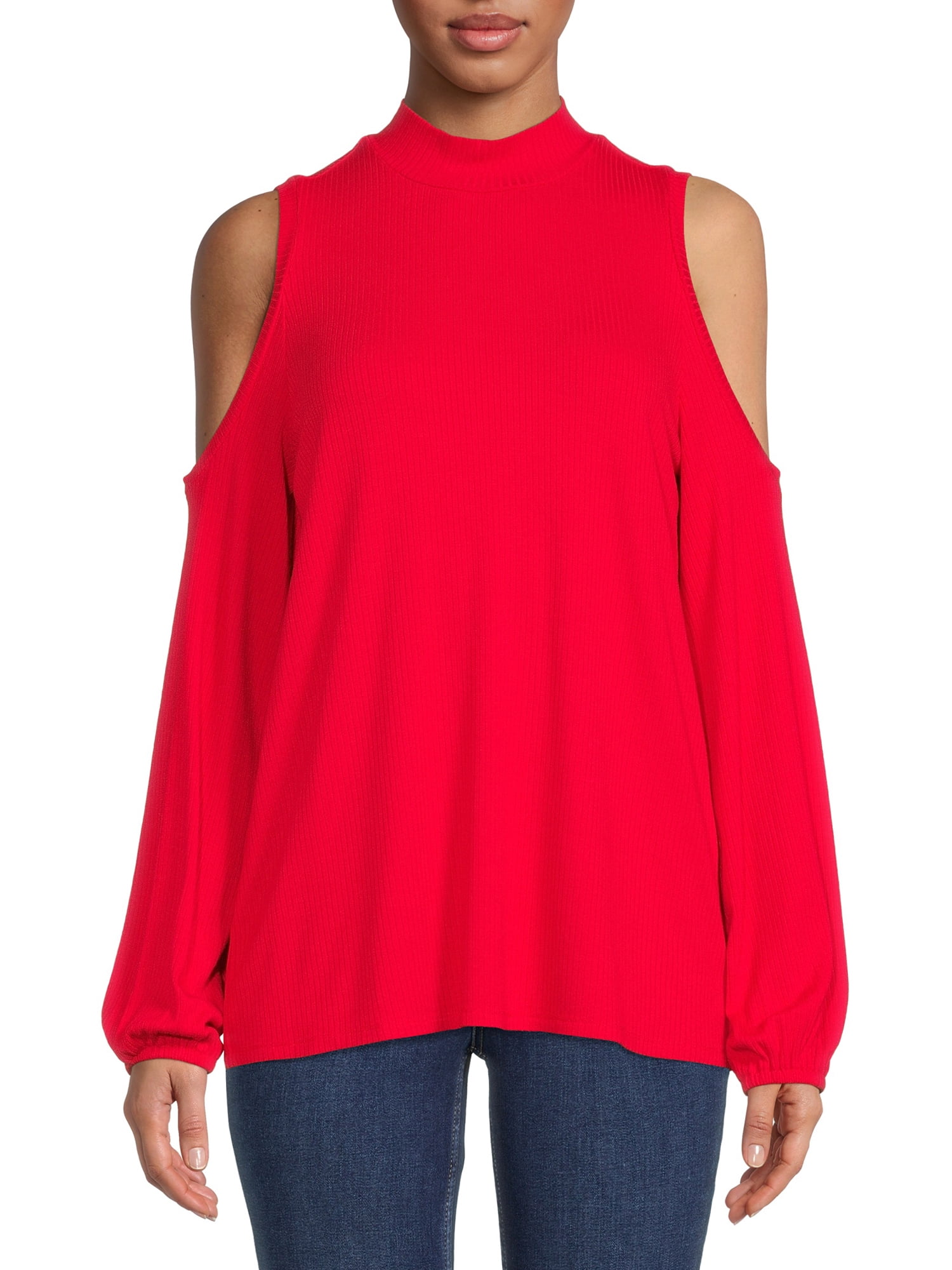 Cyrus Womens Cut-Out Mock Neck Top with Long Sleeves
