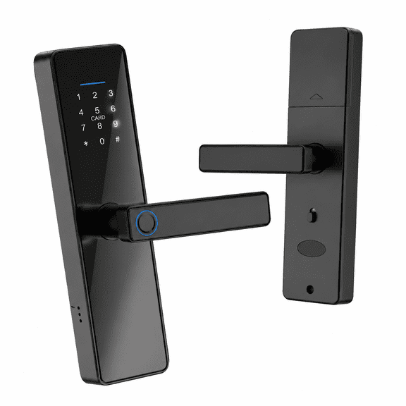 Cyrvdek Electronic locks,Keyless Entry (Fingerprint/App/Keypad/FOB/Key), Electric Deadbolt Door Knob for Front, 2-Way Audio, Auto-Lock, Waterproof - Black