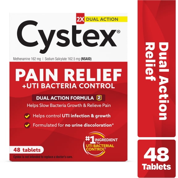 Cystex Dual-Action UTI Pain Relief Tablets, Fast-Acting, 48 Count