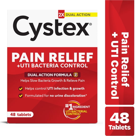 Cystex Dual-Action UTI Pain Relief Tablets, Fast-Acting, 48 Count