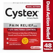 Cystex Dual Action Relief, Helps Slow UTI Bacteria Growth & Provide General Pain Relief, 48 Tablets