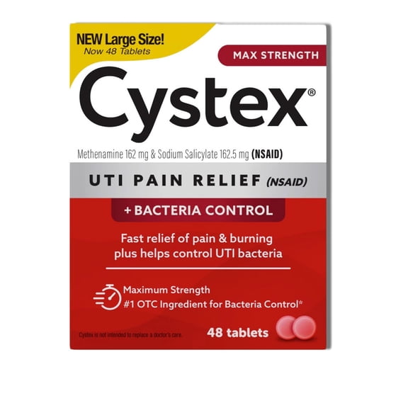 Cystex Dual-Action UTI Pain Relief Tablets, Fast-Acting, 48 Count