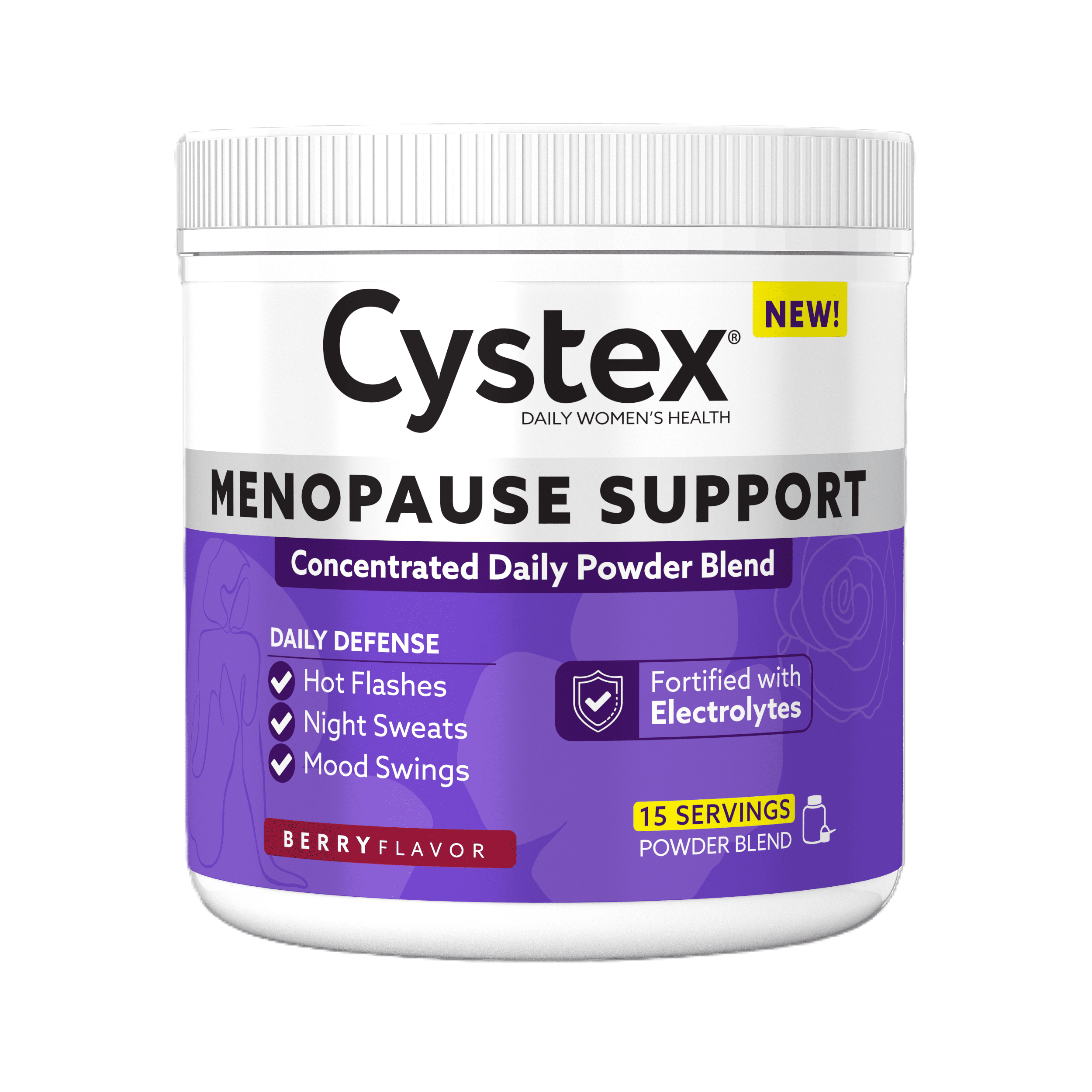 Cystex Menopause Wellness Powder for Women's Health, Berry Flavor, 1.8 oz