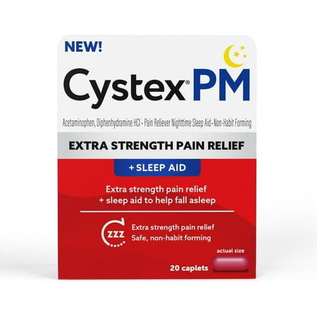 Cystex PM Extra Strength Pain Relief & Sleep Aid Tablets, 20 Ct