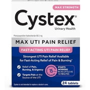 Cystex UTI Pain Relief Tablets, Maximum Strength, Fast Relief, 24ct