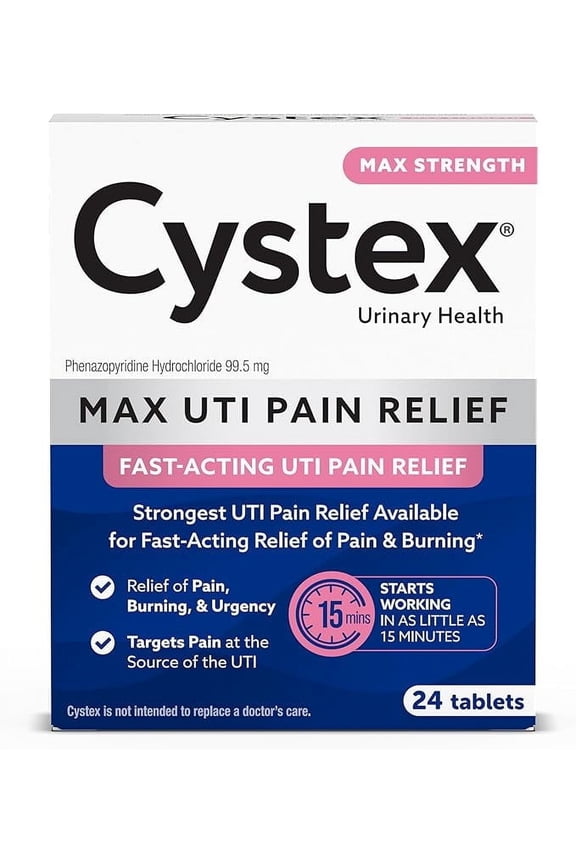 UTI Pain Relief Tablets, Maximum Strength, Fast Relief, 24ct