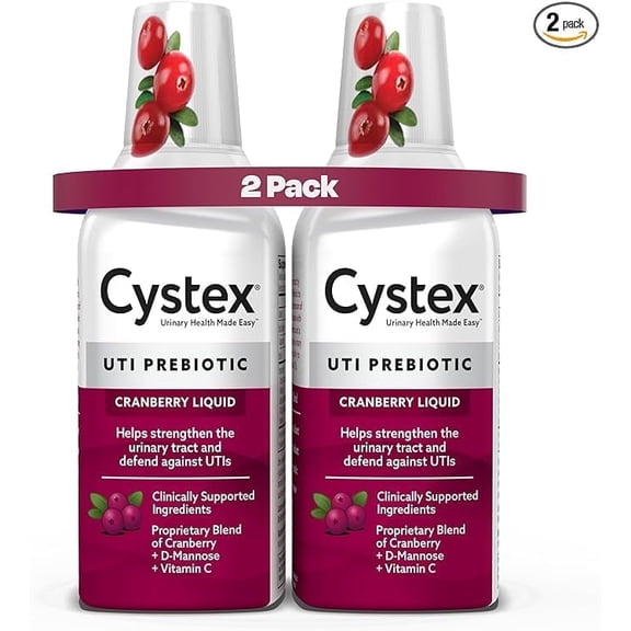 Cystex Cranberry Urinary Health Supplement Liquid for Urinary Tract & Bladder Support - Daily Urinary Wellness for Women & Men, Sugar-Free 7.6oz (2 Pack)