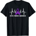 thumbnail image 1 of Cystic Fibrosis Awareness Month purple ribbon heartbeat T-Shirt, 1 of 4