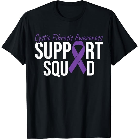 Cystic Fibrosis Support Squad Cystic Fibrosis Purple Ribbon T-Shirt