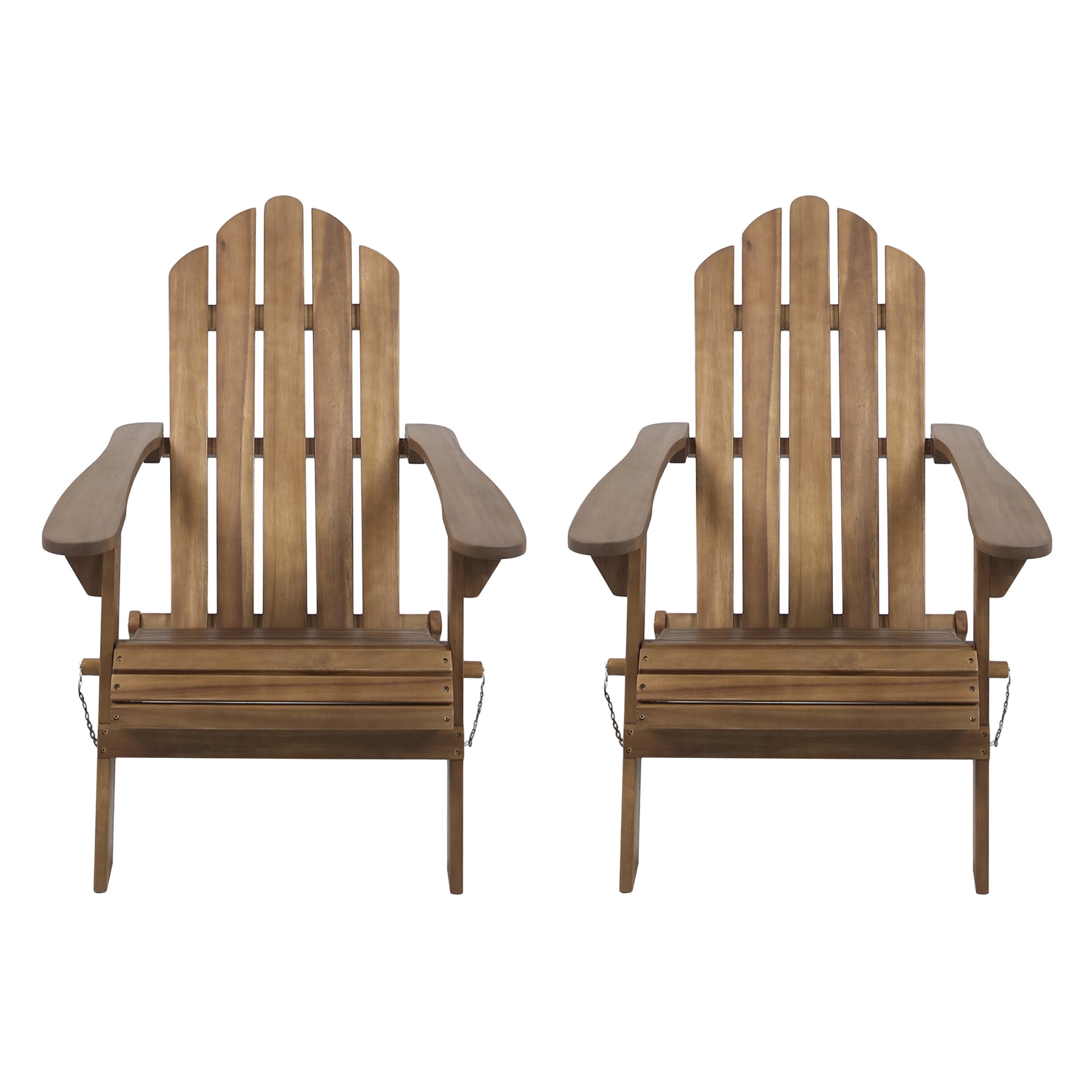 Cytheria Acacia Wood Outdoor Foldable Adirondack Chairs, Set of 2, Dark Brown