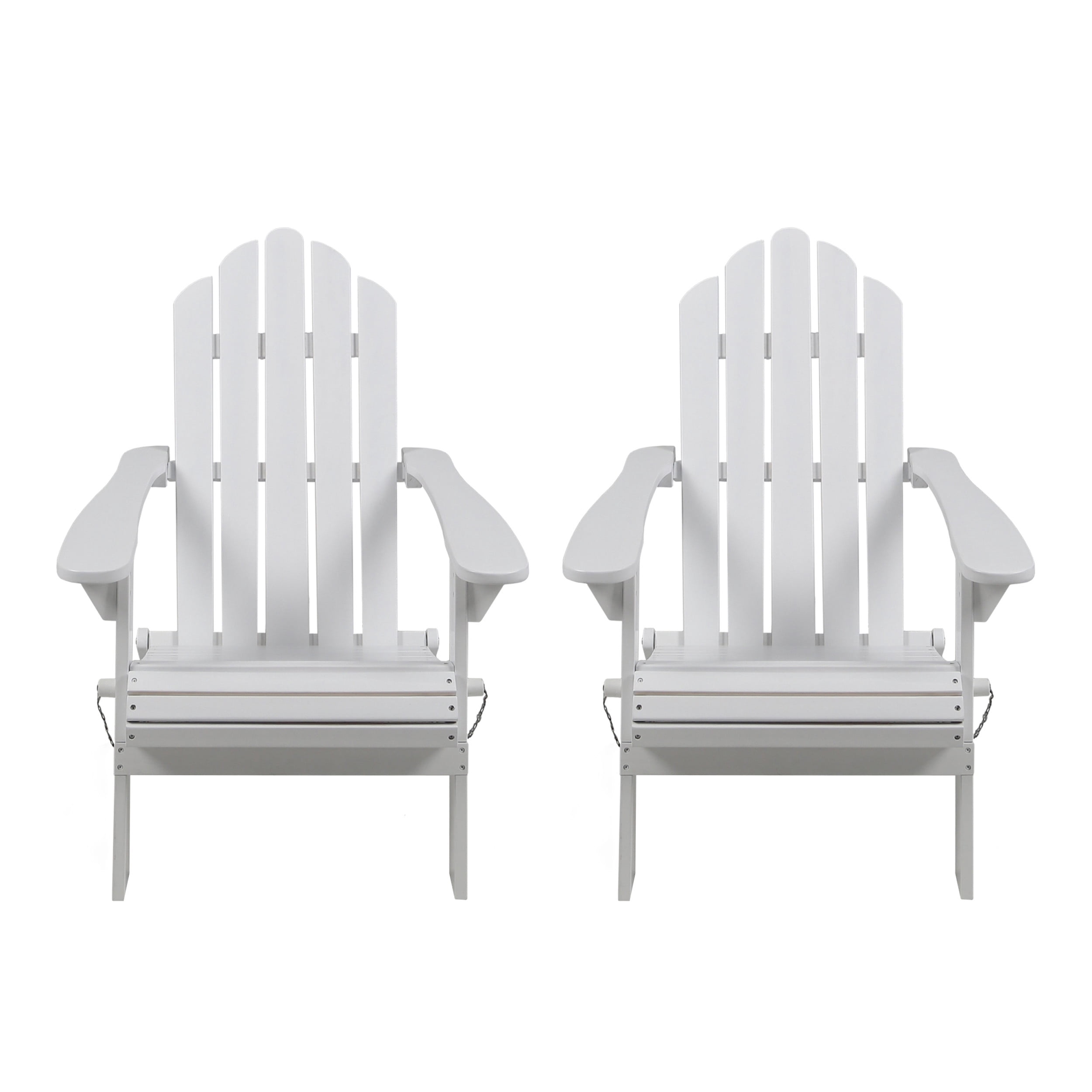 Cytheria Acacia Wood Outdoor Foldable Adirondack Chairs, Set of 2, White