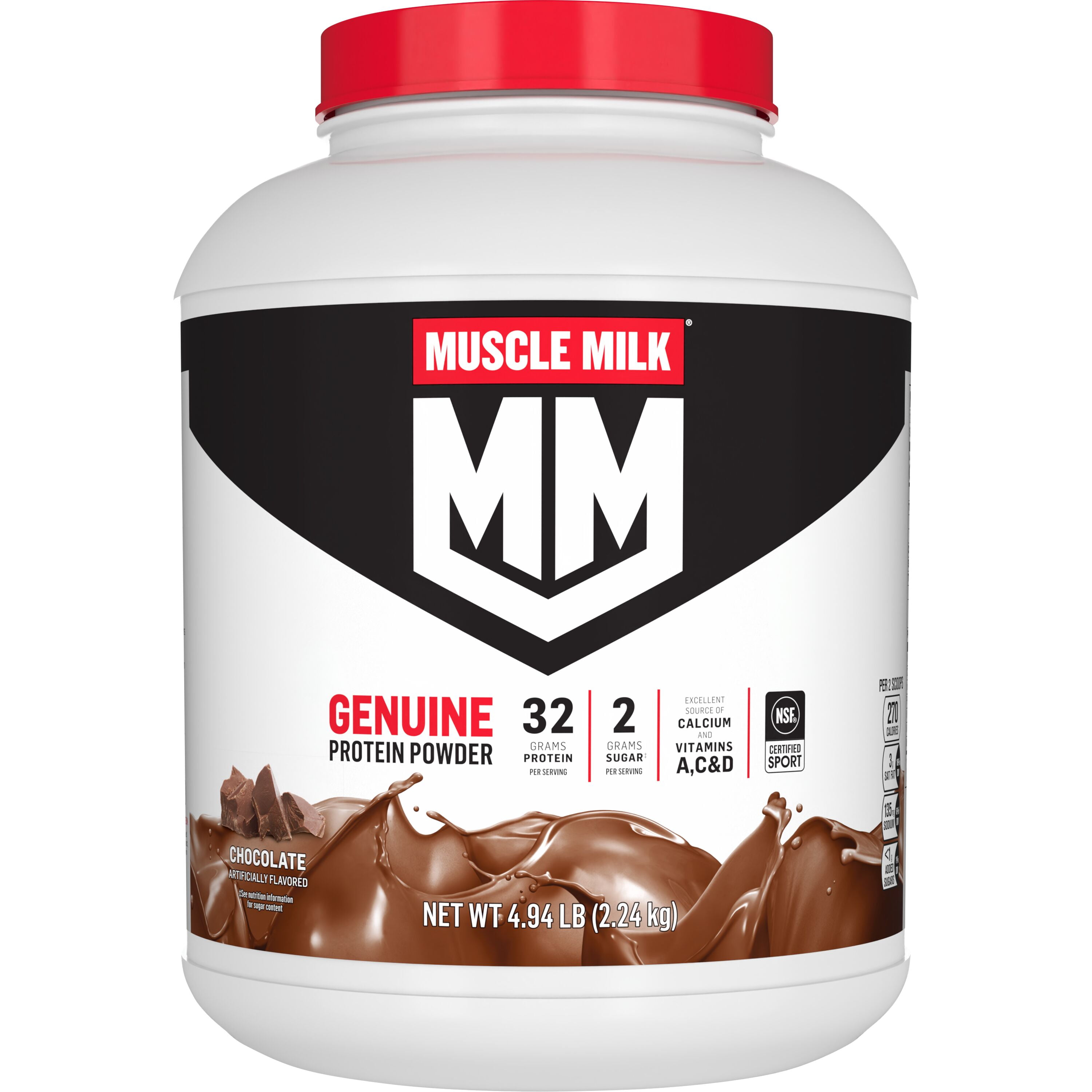 Muscle Milk Genuine Protein Powder, Chocolate, 4.94 Pound Canister