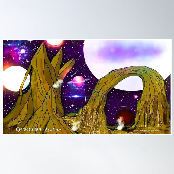 Cyvecturon System // Deep Space Planetary System Poster Wall Art, Modern Wall Decor, 12x18 UNFRAMED