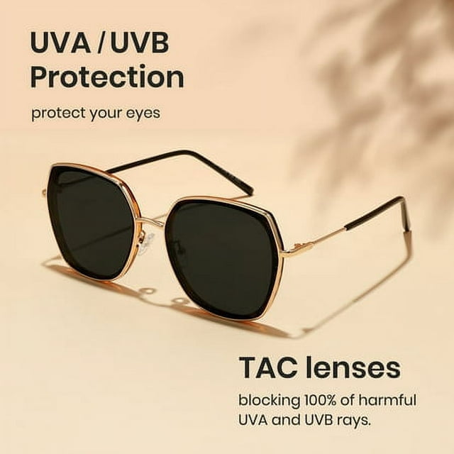 Cyxus Adult Oversize Polarized Sunglasses Metal Frames UV Protection Woman