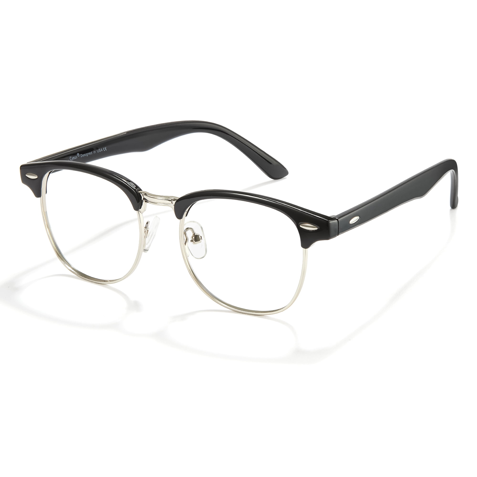 Cyxus Browline Frame Blue Light Glasses For Men Women UV Blocking Eyeglasses For Computer Eye Strain Anti Harmful Blue Light Black
