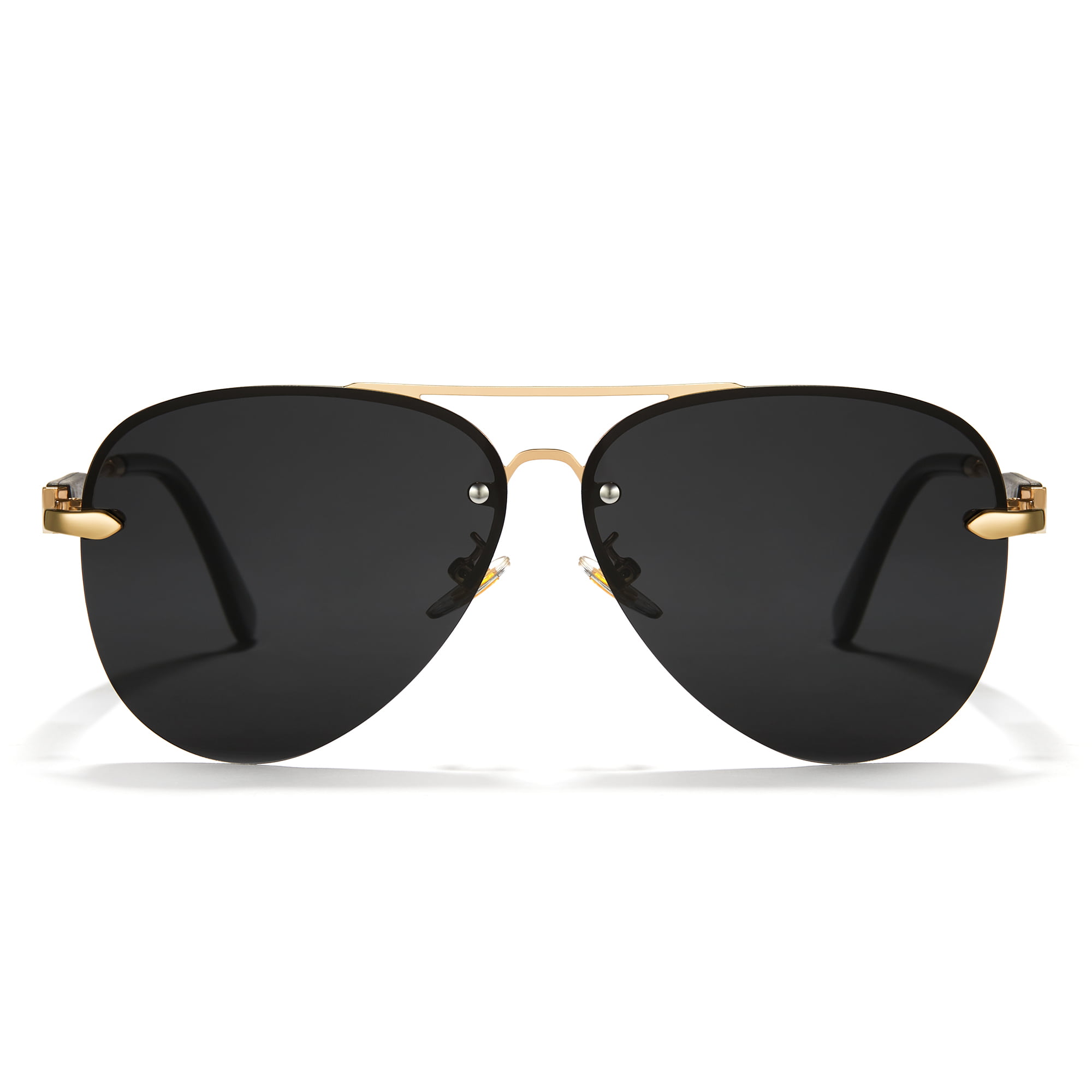 Cyxus Polarized Aviator Sunglasses for Men Classic Mirrored Lens UV  Protection（Black Lens&Black Frame） 