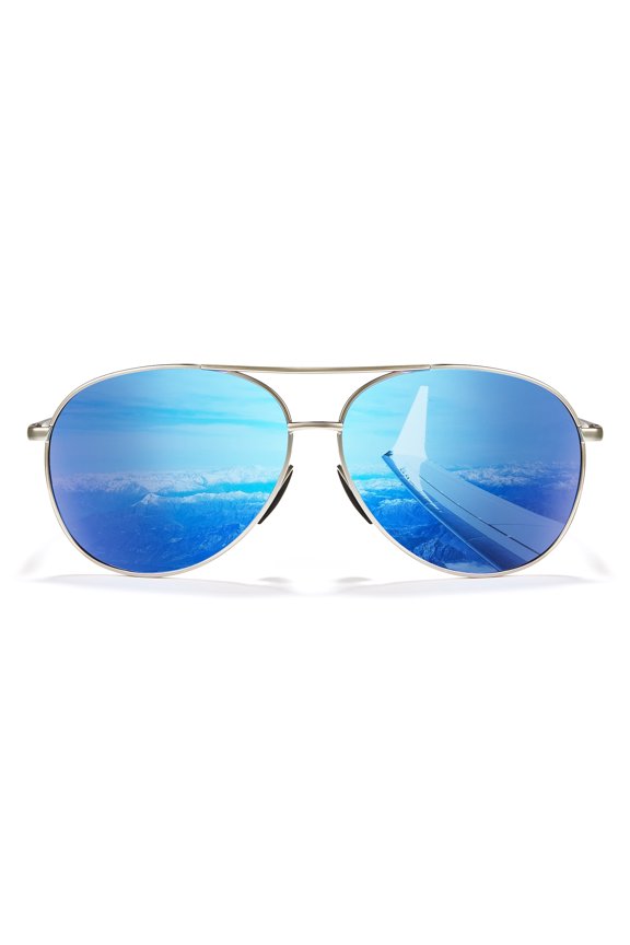 Polarized Aviator Sunglasses for Men Classic Mirrored Lens UV Protection（Blue）