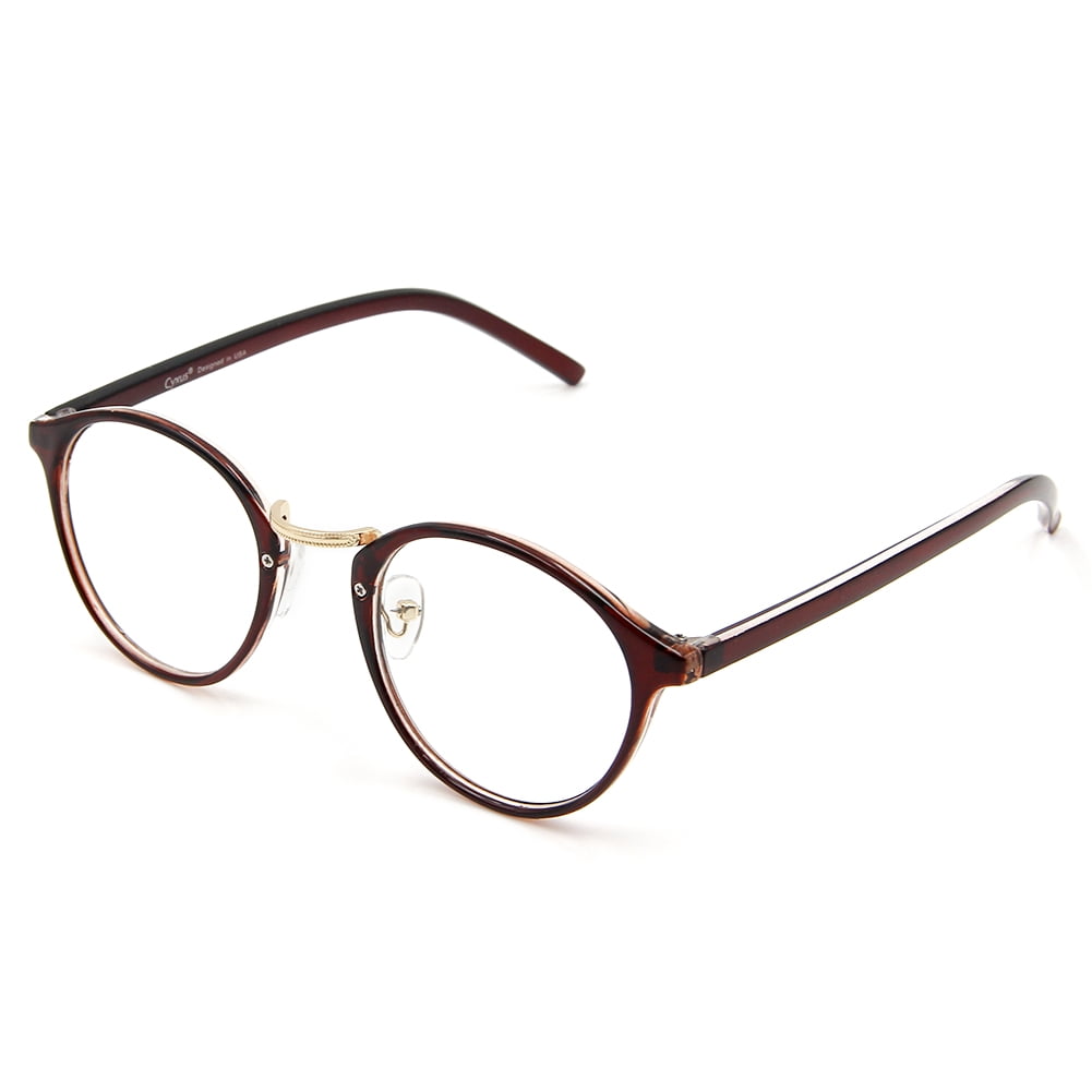 Cyxus Retro Round Blue Light Blocking Computer Glasses for Anti Eyestrain UV400, Brown Frame Unisex(Men/Women) Eyewear