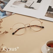 Cyxus Round Blue Light Glasses Round Wire Frame UV Blocking Filter Computer Glasses for Women Men Clear Lens Metal Eyewear Ultralight Relieve Digital Screen Eye Strain Headache（Gold）