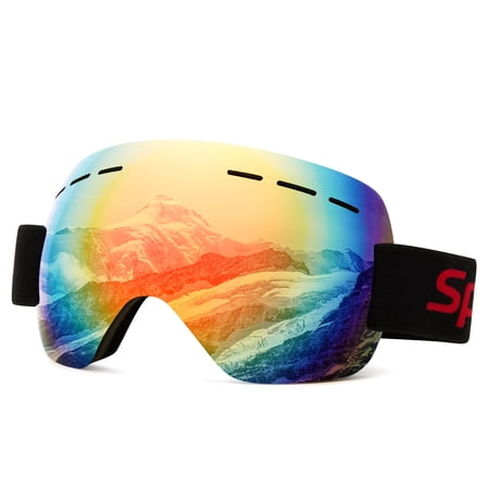 Cyxus Ski Goggles for Men Women 100% UV Protection Frameless Design Snowboard VTL18.6%(Red Lens)