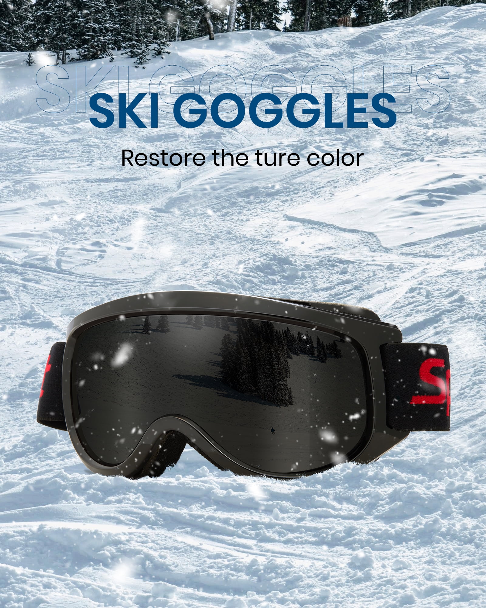 Cyxus Ski Goggles for Men Women 100% UV Protection OTG Snowboard VTL12%（Black Frame Gray Lens）