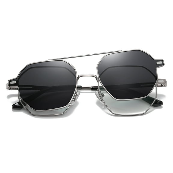 Cyxus Square Polarized Sunglasses for Men and Women Polygon magnetic Mirrored Lens UV Protection+Blue Light Blocking