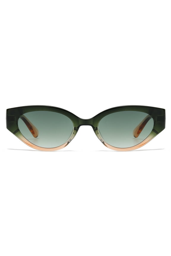 Sunglasses for Women Cat Eye Frame UV Protection Retro Fashion Ultralight Frame Ladies Shades1067 Green+Orange