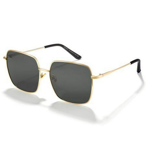 Cyxus Women Square Black Sunglasses Polarized UV 400 Protection Oversized Frame