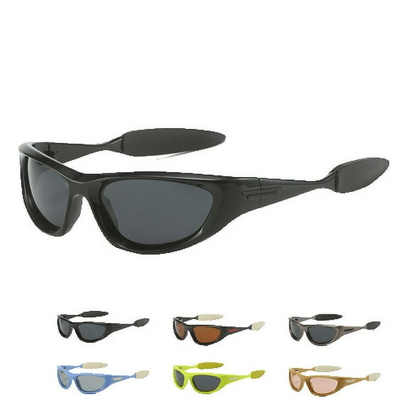 Cyxus Y2K Sunglasses for Women Men Polarized Wrap Around Sunglasses Trendy Sport Shades UV Protection Anti GlareBlack