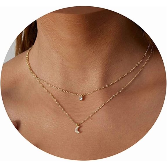 Cz Diamond Necklace For Women Dainty Layered Cubic Zirconia Solitaire Pendant Necklace Gold Plated Waterdrop Shape Square Emerald Green Cz Simulated Diamond Bridesmaid Necklace[o762]