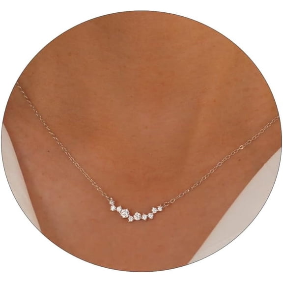 Cz Diamond Necklace For Women Dainty Layered Cubic Zirconia Solitaire Pendant Necklace Gold Plated Waterdrop Shape Square Emerald Green Cz Simulated Diamond Bridesmaid Necklace[o763]