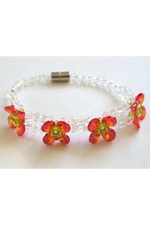 Cz Fashion Bracelet, Ruby Color.