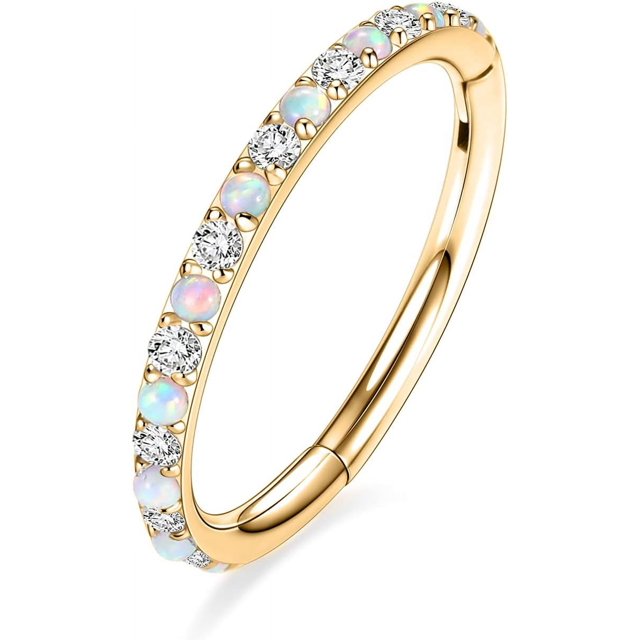 Cz Hinged Hoop Ring 20G 18G 16G 5/6/7/8/9/10/12Mm Opal Surgical Steel Conch Daith Rook Cartilage Tragus Helix Earrings Septum Clicker Ring Nose Piercing Jewelry[o1649]