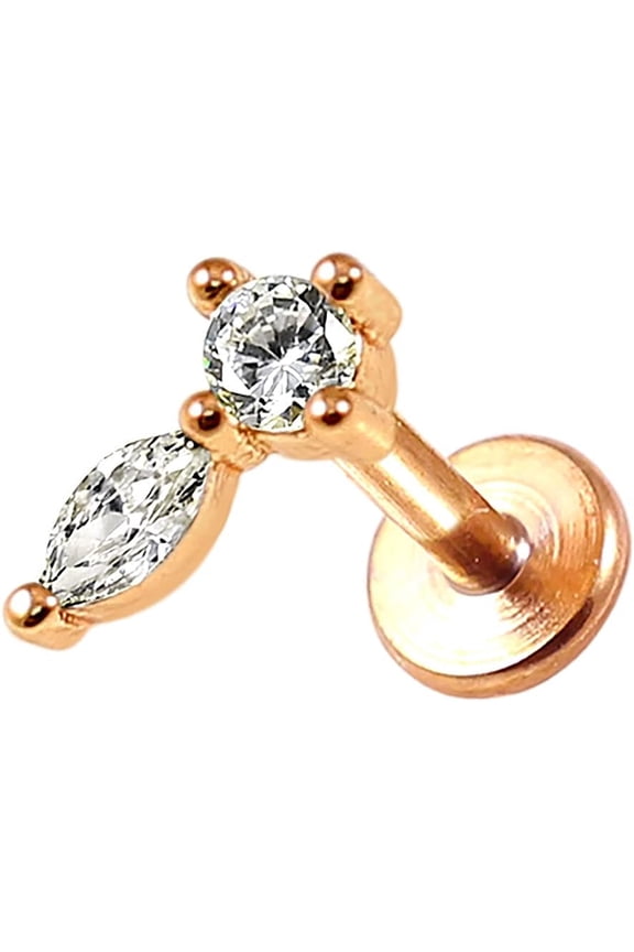 Cz Stone Round with Marquis 16 Gauge Surgical Steel Tragus Labret-Cartilage Earring -Helix Stud- Conch Piercing Stud- Piercing Jewelry[l895]