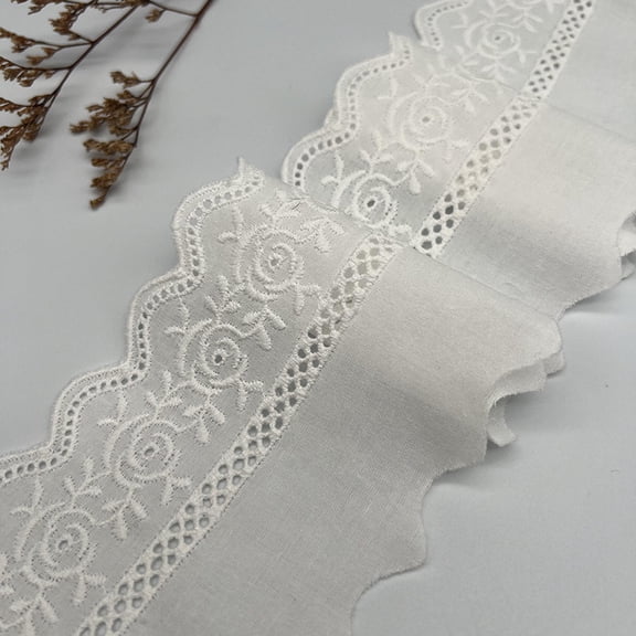 Czrvbag Off-white Lace Ribbon 10 Yards 9cm Wide, Soft Lace Fabric Trim Multipurpose Lace String, Elastic lace Trim for Clothing Accessories, Lingerie and Dress Webbing