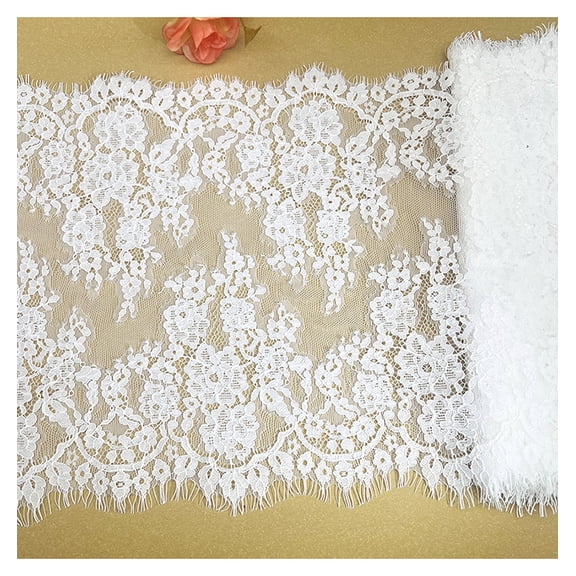 Czrvbag White Lace Ribbon 3 Yards 28cm Wide, Soft Lace Fabric Trim Multipurpose Lace String, Elastic lace Trim for Clothing Accessories, Lingerie and Dress Webbing