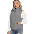 thumbnail image 1 of Czanzd Women's Corduroy Stand Collar Puffer Vest Warm Puffy Outerwear(Dark-Grey,S), 1 of 9