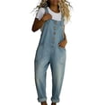 thumbnail image 1 of Czanzd Women's Denim Overalls Loose Fit Casual Bib Jumpsuit-Light-Blue,L, 1 of 7