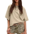 thumbnail image 1 of Czanzd Women's Oversized Cotton T Shirt Loose Fit Casual Short Sleeve Summer Top 2026 Vintage Washed Basic Tees(Khaki,XL), 1 of 5