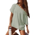 thumbnail image 1 of Czanzd Women's Oversized Off-Shoulder T-Shirt Loose Fit Casual Short Sleeve Top,Green,S, 1 of 6