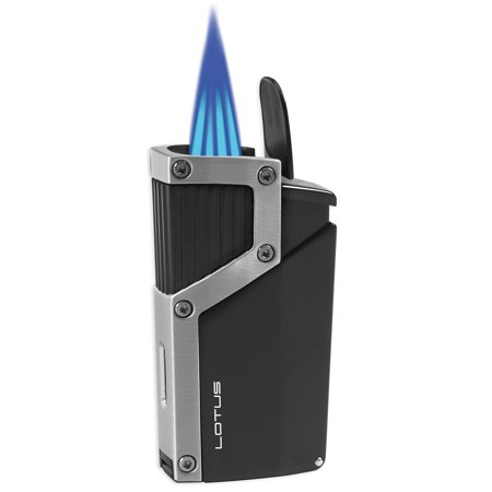 Czar 4-Flame Torch Lighter with Punch - Black & Gunmetal