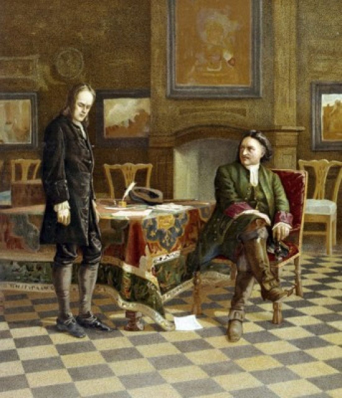 Czar Peter and Czarevitsh Alexey by Nikolai Nikolajevitch Gay (1831-1894) Canvas Art - Nikolai Nikolajevitch Gay (18 x 24)